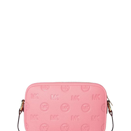 Michael Kors Women's Jet Set Travel Large Logo Debossed Camera Crossbody Bag Carnation/Gold