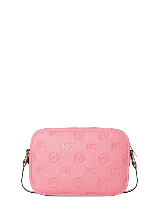Michael Kors Women's Jet Set Travel Large Logo Debossed Camera Crossbody Bag Carnation/Gold