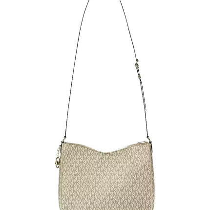 Michael Kors Women's Nayla Medium Metallic Signature Logo Messenger Bag Pale Gold