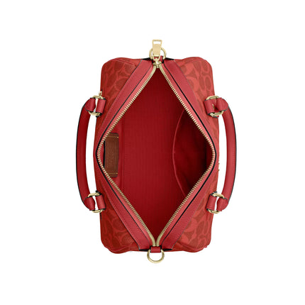 Coach Women's Rowan Satchel Bag In Signature Canvas Gold/Crimson
