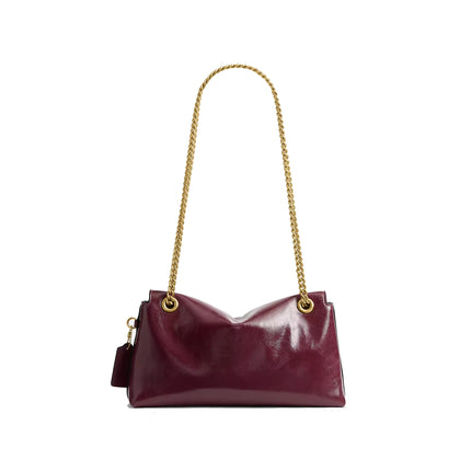 Coach Women's Chelsea Shoulder Bag 26 With Chain Brass/Dark Cherry