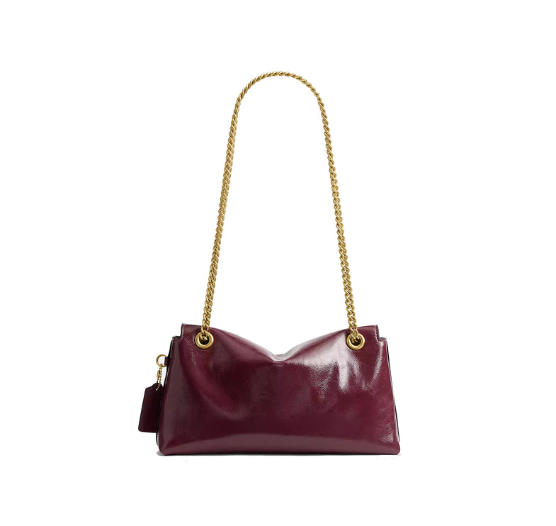 Coach Women's Chelsea Shoulder Bag 26 With Chain Brass/Dark Cherry