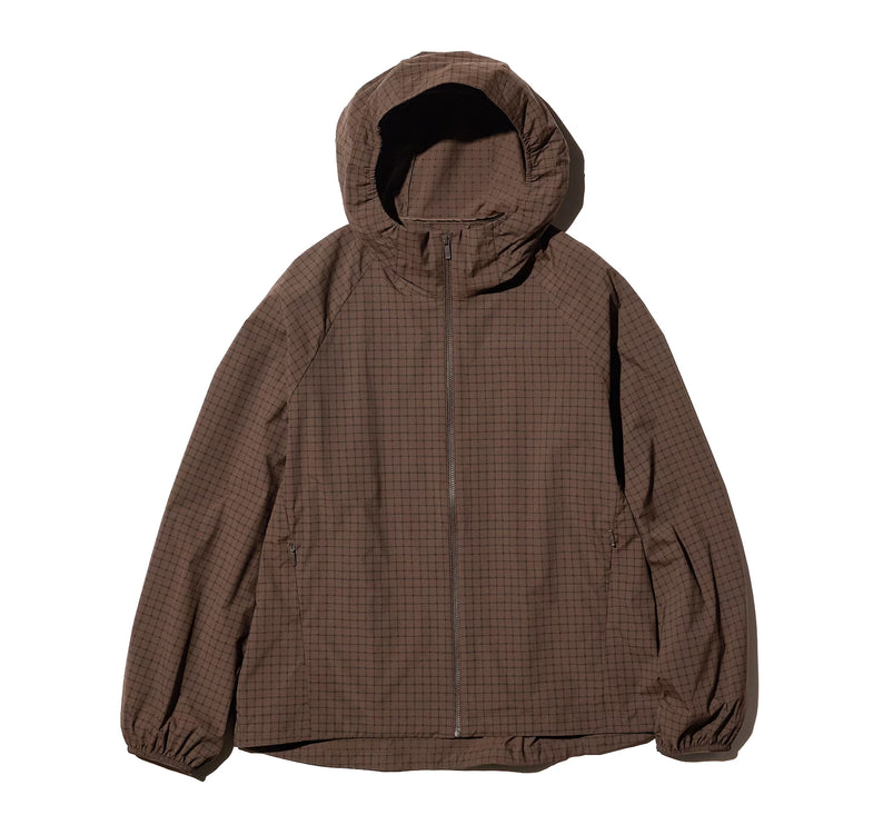 Uniqlo Women's Pocketable UV Protection Parka | Checkered 38 Dark Brown