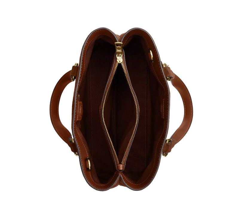 Coach Women's Station Carryall Bag Suede/Gold/Warm Brown