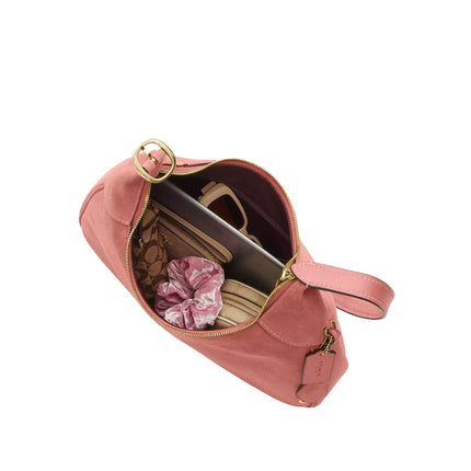 Coach Women's Ella Shoulder Bag Suede/Gold/Blush Pink