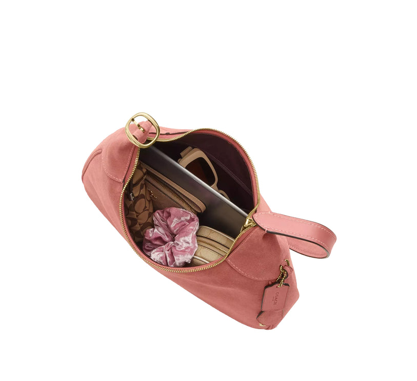Coach Women's Ella Shoulder Bag Suede/Gold/Blush Pink