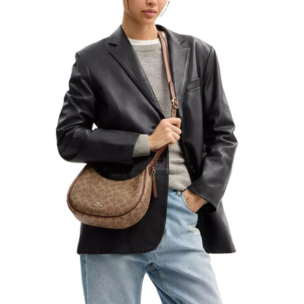 Coach Women's Emily Shoulder Bag In Signature Canvas Gold/Tan/Brown
