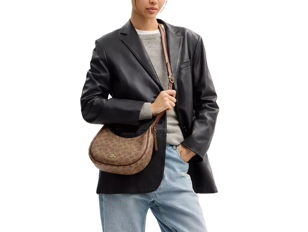Coach Women's Emily Shoulder Bag In Signature Canvas Gold/Tan/Brown