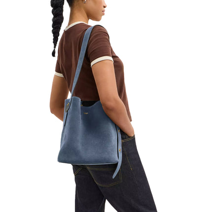 Coach Women's Bleecker Bucket Bag Suede/Brass/Light Denim