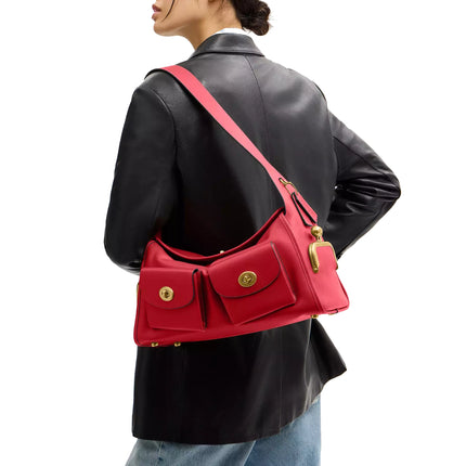 Coach Women's Turnlock Haversack Bag Brass/Scarlet