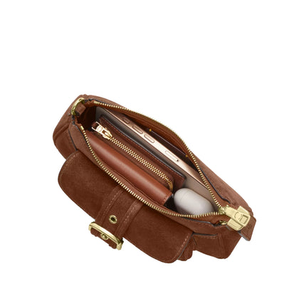 Coach Women's Ashton Mini Shoulder Bag Suede/Gold/Warm Brown