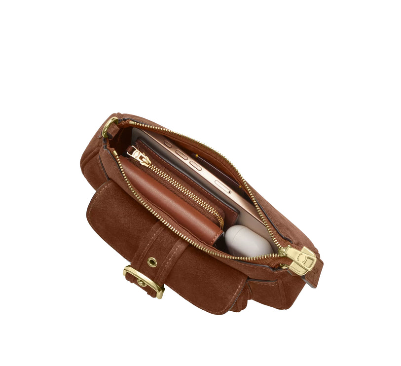Coach Women's Ashton Mini Shoulder Bag Suede/Gold/Warm Brown