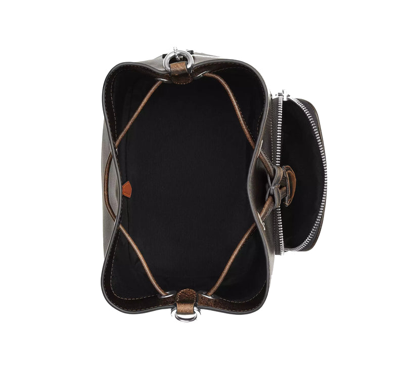 Coach Women's Rowan Bucket Bag With Pocket In Loved Leather Silver/Black Brown