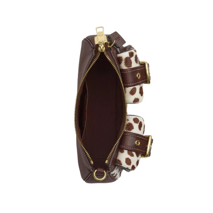 Coach Women's Ashton Shoulder Bag In Haircalf Gold/Dark Brown Chalk