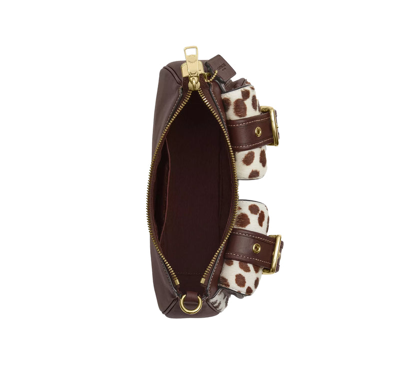 Coach Women's Ashton Shoulder Bag In Haircalf Gold/Dark Brown Chalk