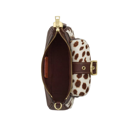 Coach Women's Ashton Mini Shoulder Bag In Haircalf Gold/Dark Brown Chalk