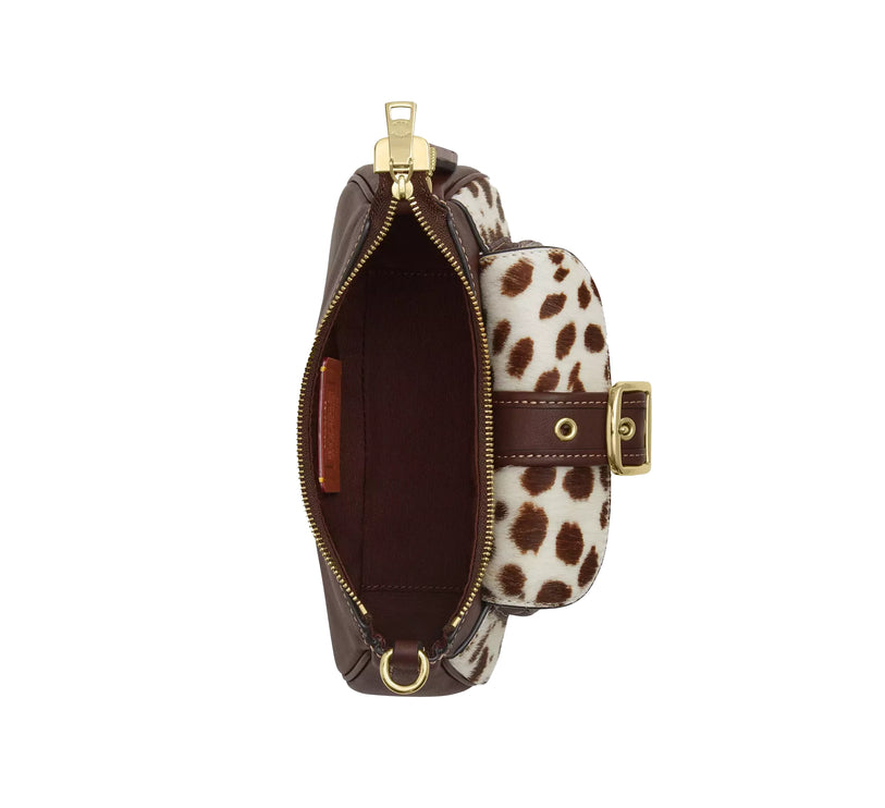 Coach Women's Ashton Mini Shoulder Bag In Haircalf Gold/Dark Brown Chalk