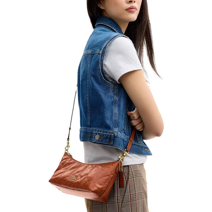 Coach Women's Caitlin Shoulder Bag With Quilting And Charm Gold/Cinnamon