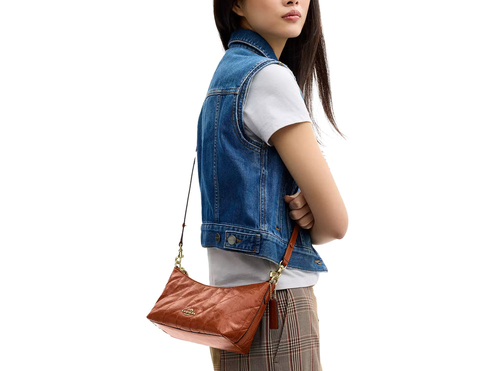 Coach Women's Caitlin Shoulder Bag With Quilting And Charm Gold/Cinnamon