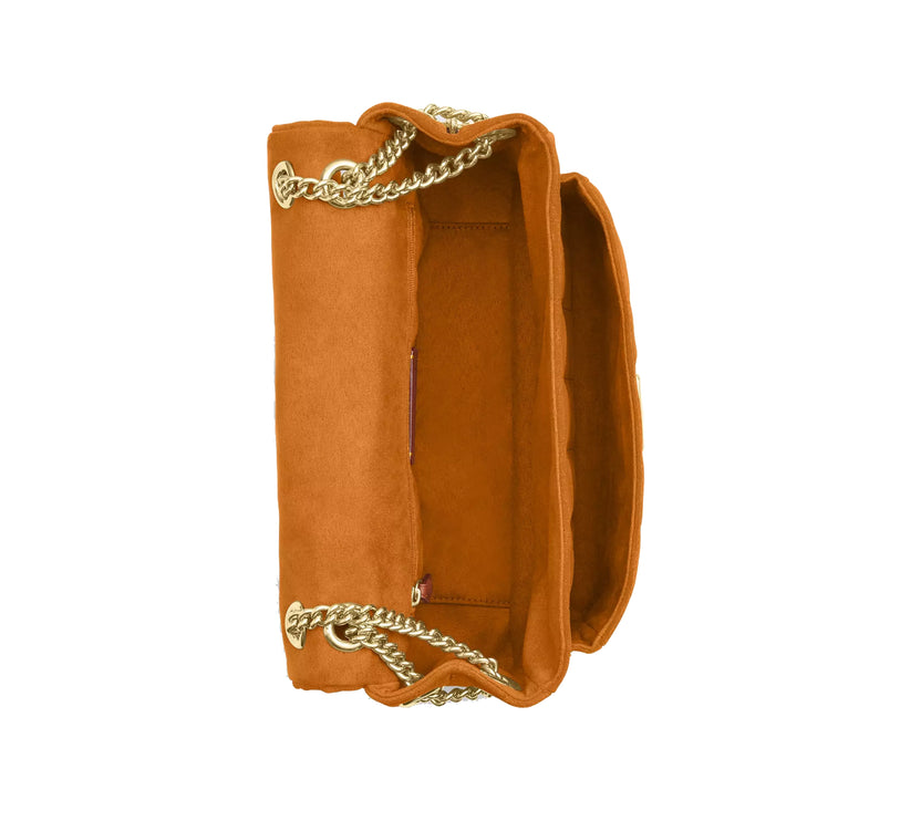 Coach Women's Elodie Crossbody Bag With Quilting Suede/Gold/Marigold