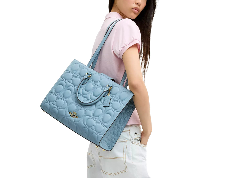 Coach Women's Maggie Tote Bag In Signature Leather Gold/Azure