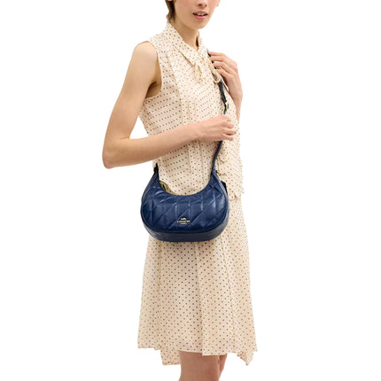 Coach Women's Emily Shoulder Bag With Quilting Gold/Deep Blue