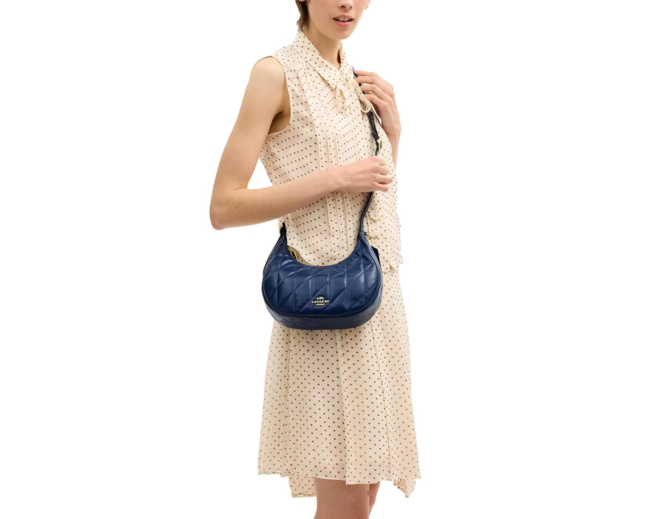 Coach Women's Emily Shoulder Bag With Quilting Gold/Deep Blue