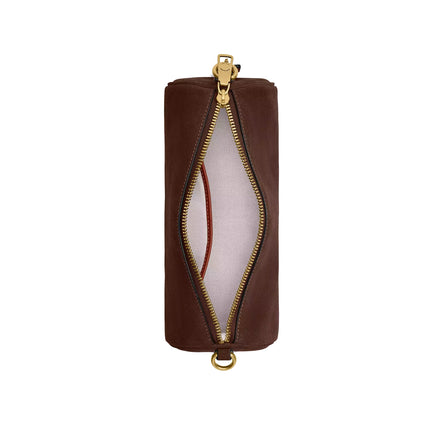 Coach Women's Barrel Bag Suede/Brass/Dark Chocolate