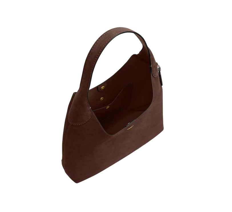 Coach Women's Brooklyn Shoulder Bag 39 Suede/Brass/Dark Chocolate