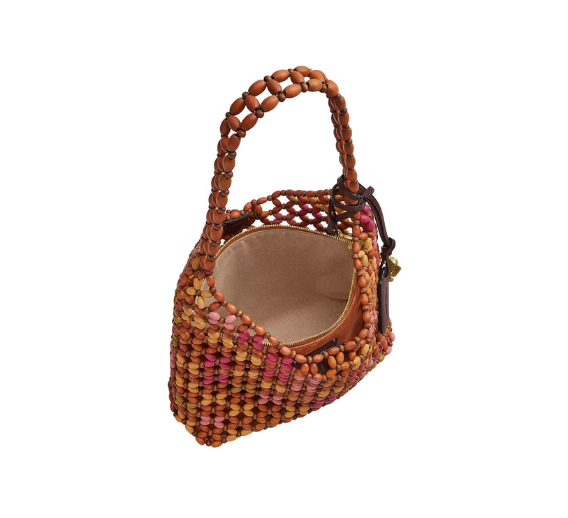 Coach Women's Brooklyn Shoulder Bag 28 With Wooden Beading Brass/Maple Multi