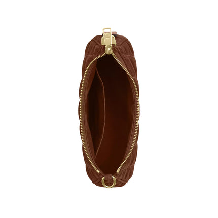 Coach Women's Teri Shoulder Bag With Quilting Suede/Gold/Warm Brown