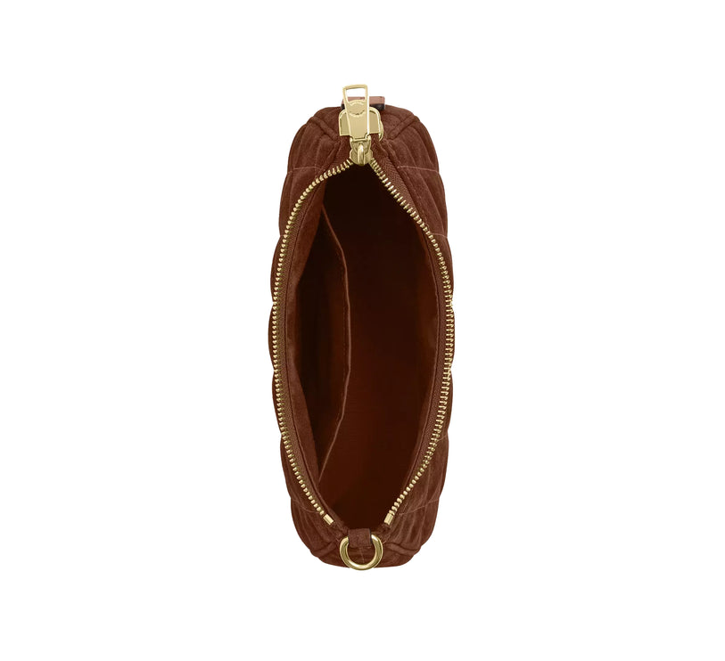 Coach Women's Teri Shoulder Bag With Quilting Suede/Gold/Warm Brown