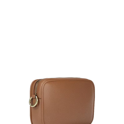 Michael Kors Women's Jet Set Large Pebbled Leather Camera Crossbody Bag Luggage/Gold