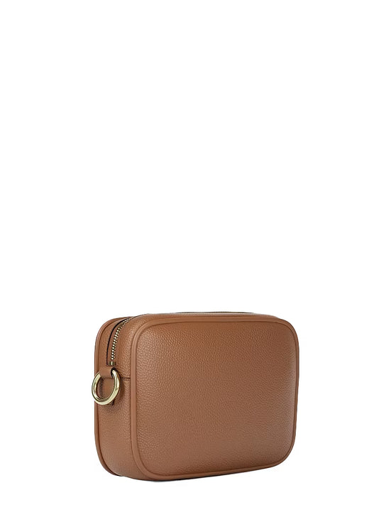Michael Kors Women's Jet Set Large Pebbled Leather Camera Crossbody Bag Luggage/Gold
