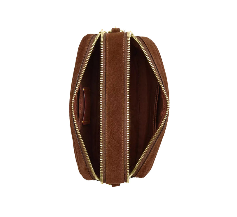 Coach Women's Carey Crossbody Bag Suede/Gold/Warm Brown