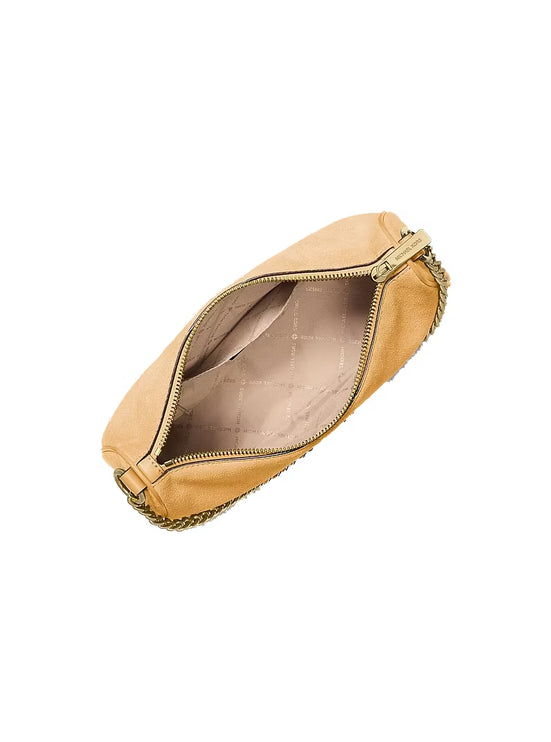 Michael Kors Women's Carmela Medium Suede Convertible Crossbody Bag Honeywheat/Gold