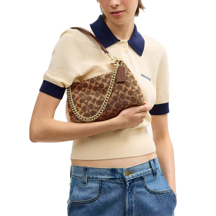Coach Women's Teri Shoulder Bag In Signature Satin Gold/Tan