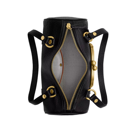 Coach Women's Kisslock Barrel Bag Brass/Black