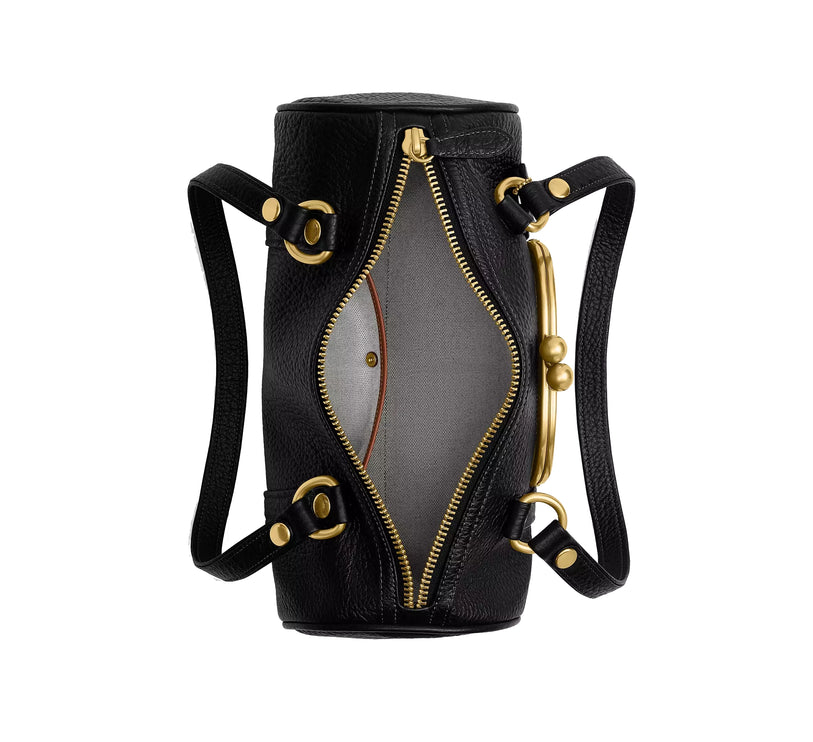 Coach Women's Kisslock Barrel Bag Brass/Black