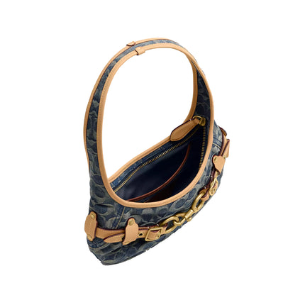 Coach Women's Belted Ergo Shoulder Bag 26 In Signature Regenerative Cotton Denim Brass/Denim