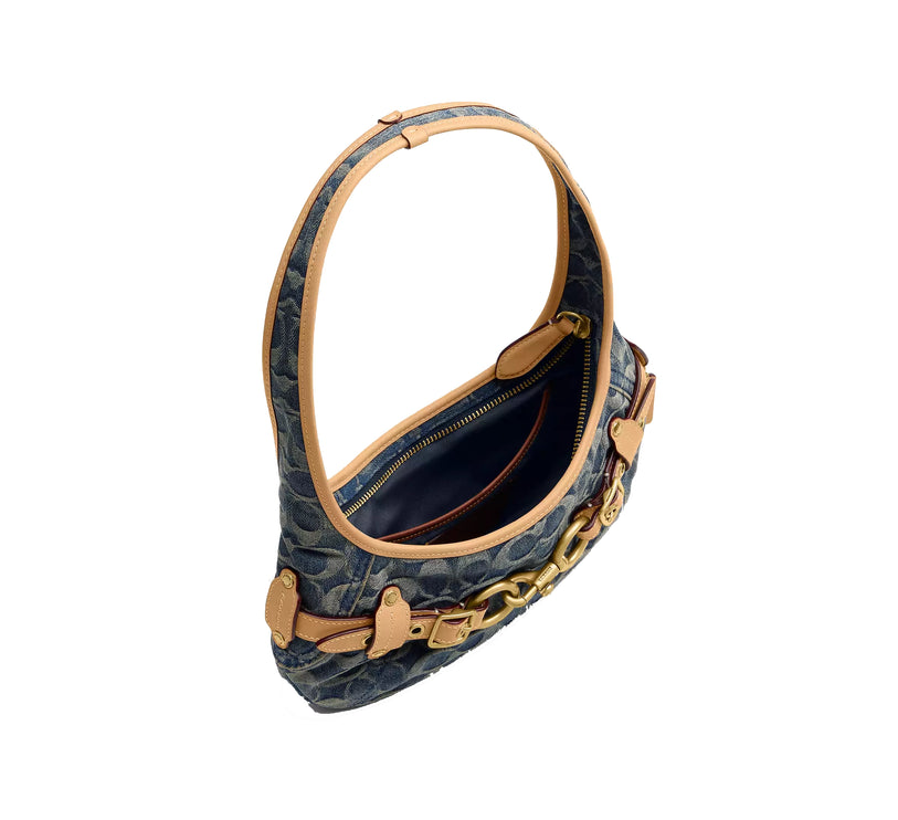 Coach Women's Belted Ergo Shoulder Bag 26 In Signature Regenerative Cotton Denim Brass/Denim