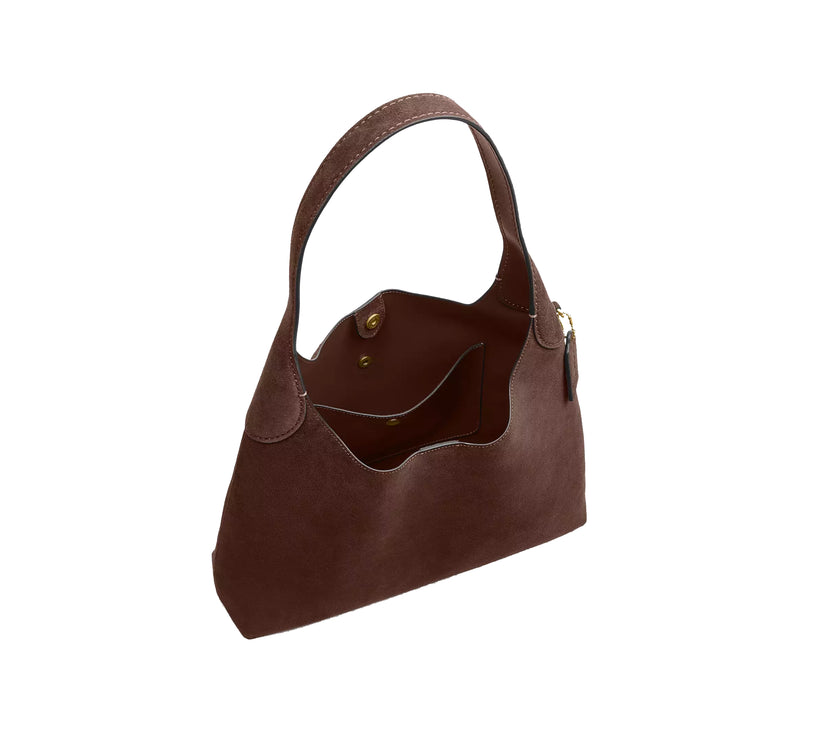 Coach Women's Brooklyn Shoulder Bag 34 Suede/Brass/Dark Chocolate
