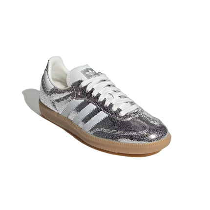 Adidas Women's Samba OG Shoes Silver Metallic/Cloud White/Core White JR0035
