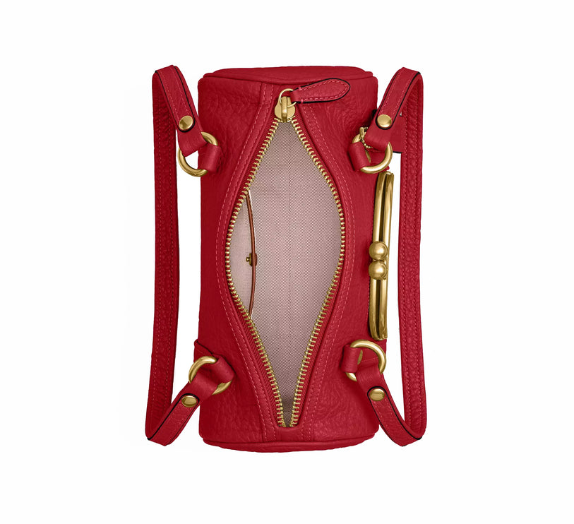 Coach Women's Kisslock Barrel Bag 28 Brass/Poppy