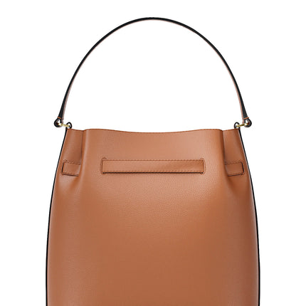 Michael Kors Women's Carson Medium Pebbled Leather Convertible Bucket Crossbody Bag Luggage/Gold