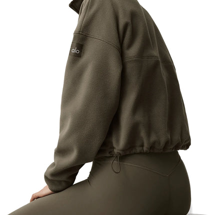 alo Women's Polar Fleece Retreat Cover Up Olive Tree