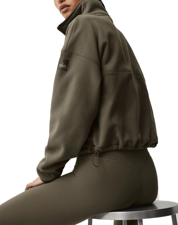 alo Women's Polar Fleece Retreat Cover Up Olive Tree