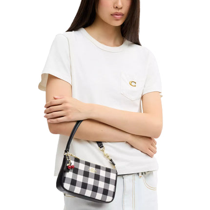 Coach Women's Nolita 19 With Gingham Print And Charm Gold/Black Multi