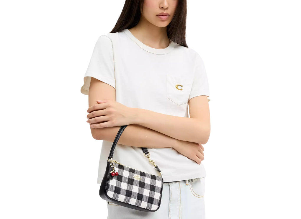 Coach Women's Nolita 19 With Gingham Print And Charm Gold/Black Multi