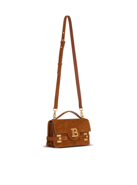 Balmain Women's Suede B-Buzz Shoulder 24 Bag Brown